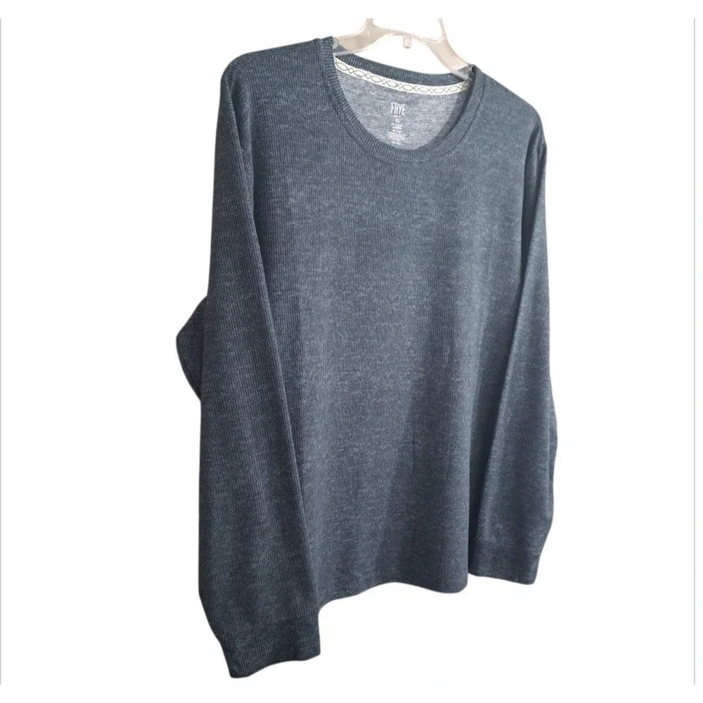 FRYE Men Premium Sleepwear Top Size XL Blue/Gray Waffle Thermal Charcoal Heather
